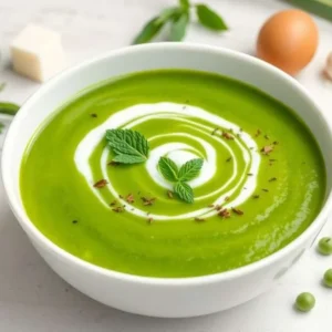 Velouté du petits pois à la menthe fraîche
